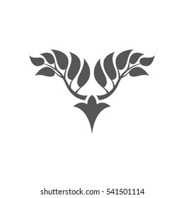 Abstract foliate element.  Deciduous ornament. Pattern.