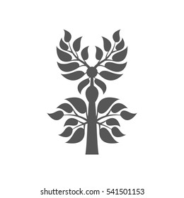 Abstract foliate element.  Deciduous ornament. Pattern.