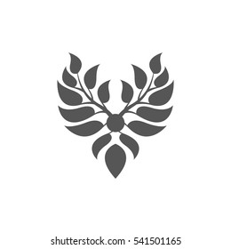 Abstract foliate element.  Deciduous ornament. Pattern.