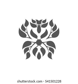Abstract foliate element.  Deciduous ornament. Pattern.