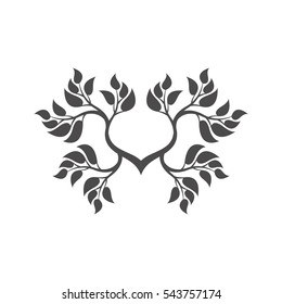 Abstract foliate element.  Deciduous ornament. Abstract tree.