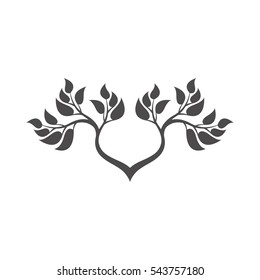 Abstract foliate element.  Deciduous ornament. Abstract tree.