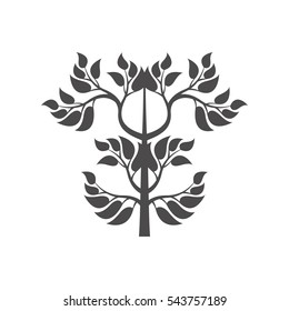 Abstract foliate element.  Deciduous ornament. Abstract tree.