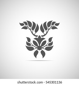 Abstract foliate element. Deciduous ornament. Emblem.