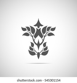 Abstract foliate element. Deciduous ornament. Emblem.