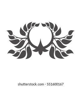 Abstract foliate element. Deciduous ornament.Laurel wreath.