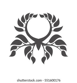 Abstract foliate element. Deciduous ornament.Laurel wreath.