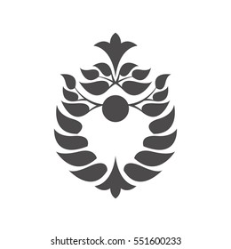 Abstract foliate element. Deciduous ornament.Laurel wreath.