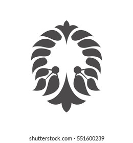 Abstract foliate element. Deciduous ornament.Laurel wreath.