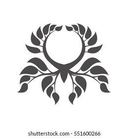 Abstract foliate element. Deciduous ornament.Laurel wreath.