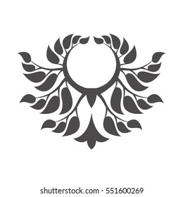Abstract foliate element. Deciduous ornament.Laurel wreath.