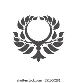 Abstract foliate element. Deciduous ornament.Laurel wreath.