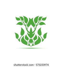 Abstract foliate element. Floral decoration.