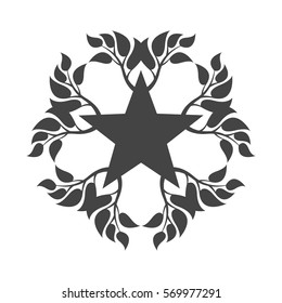 Abstract foliate element with star. Laurel wreath.