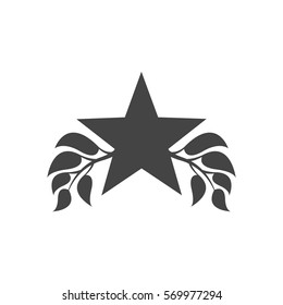 Abstract foliate element with star. Laurel wreath.
