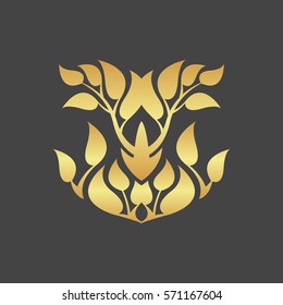 Abstract foliate elements. Floral decoration.