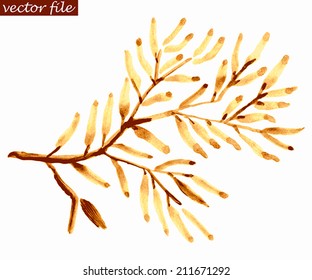 Abstract foliate watercolor paintings. Watercolor style. Vector illustration.