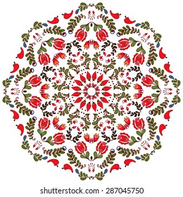 Abstract folk circle ornament, eastern european motif