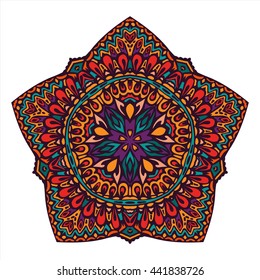 Abstract folk ethnic colorful hand drawn doodle flourish ornamental sign
