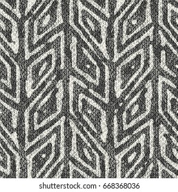Abstract folk graphic motif brushed textured background. Seamless pattern.