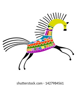 Abstract folk horse ornate for your design