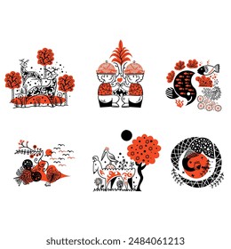 abstract folk illustration for design, template, website, ornament, etc