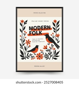 Abstract folk nordic art posters template. Modern trendy minimal style. Hand drawn design for wallpaper, wall decor, print, postcard, cover, template, banner. 