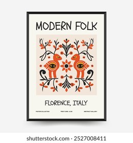 Abstract folk nordic art posters template. Modern trendy minimal style. Hand drawn design for wallpaper, wall decor, print, postcard, cover, template, banner. 