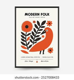 Abstract folk nordic art posters template. Modern trendy minimal style. Hand drawn design for wallpaper, wall decor, print, postcard, cover, template, banner. 