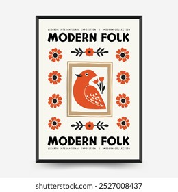 Abstract folk nordic art posters template. Modern trendy minimal style. Hand drawn design for wallpaper, wall decor, print, postcard, cover, template, banner. 