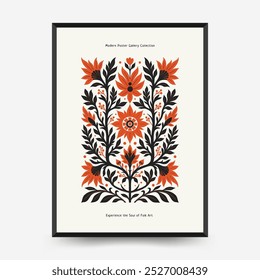 Abstract folk nordic art posters template. Modern trendy minimal style. Hand drawn design for wallpaper, wall decor, print, postcard, cover, template, banner. 