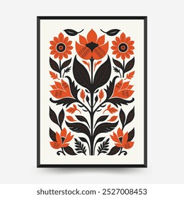 Abstract folk nordic art posters template. Modern trendy minimal style. Hand drawn design for wallpaper, wall decor, print, postcard, cover, template, banner. 