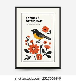 Abstract folk nordic art posters template. Modern trendy minimal style. Hand drawn design for wallpaper, wall decor, print, postcard, cover, template, banner. 