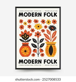 Abstract folk nordic art posters template. Modern trendy minimal style. Hand drawn design for wallpaper, wall decor, print, postcard, cover, template, banner. 