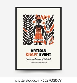 Abstract folk nordic art posters template. Modern trendy minimal style. Hand drawn design for wallpaper, wall decor, print, postcard, cover, template, banner. 