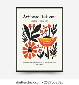 Abstract folk nordic art posters template. Modern trendy minimal style. Hand drawn design for wallpaper, wall decor, print, postcard, cover, template, banner. 