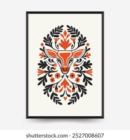 Abstract folk nordic art posters template. Modern trendy minimal style. Hand drawn design for wallpaper, wall decor, print, postcard, cover, template, banner. 