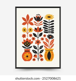 Abstract folk nordic art posters template. Modern trendy minimal style. Hand drawn design for wallpaper, wall decor, print, postcard, cover, template, banner. 