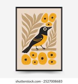 Abstract folk nordic art posters template. Modern trendy minimal style. Hand drawn design for wallpaper, wall decor, print, postcard, cover, template, banner. 