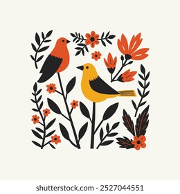 Abstract folk nordic art posters template. Modern trendy minimal style. Hand drawn design for wallpaper, wall decor, print, postcard, cover, template, banner. 