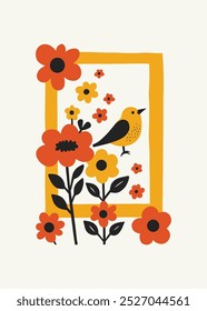 Abstract folk nordic art posters template. Modern trendy minimal style. Hand drawn design for wallpaper, wall decor, print, postcard, cover, template, banner. 