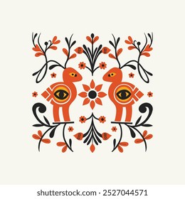 Abstract folk nordic art posters template. Modern trendy minimal style. Hand drawn design for wallpaper, wall decor, print, postcard, cover, template, banner. 