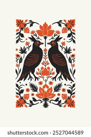 Abstract folk nordic art posters template. Modern trendy minimal style. Hand drawn design for wallpaper, wall decor, print, postcard, cover, template, banner. 