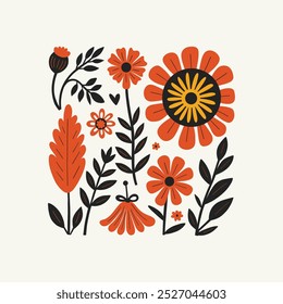 Abstract folk nordic art posters template. Modern trendy minimal style. Hand drawn design for wallpaper, wall decor, print, postcard, cover, template, banner. 