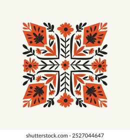 Abstract folk nordic art posters template. Modern trendy minimal style. Hand drawn design for wallpaper, wall decor, print, postcard, cover, template, banner. 