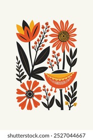 Abstract folk nordic art posters template. Modern trendy minimal style. Hand drawn design for wallpaper, wall decor, print, postcard, cover, template, banner. 