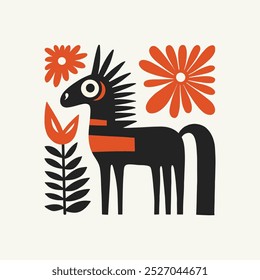 Abstract folk nordic art posters template. Modern trendy minimal style. Hand drawn design for wallpaper, wall decor, print, postcard, cover, template, banner. 
