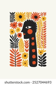 Abstract folk nordic art posters template. Modern trendy minimal style. Hand drawn design for wallpaper, wall decor, print, postcard, cover, template, banner. 