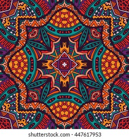 Abstract folk ornamental pattern . colorful artistic hand drawn background. Ethnic geometric print
