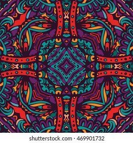 Abstract folk ornamental pattern . colorful artistic hand drawn background. Ethnic geometric print